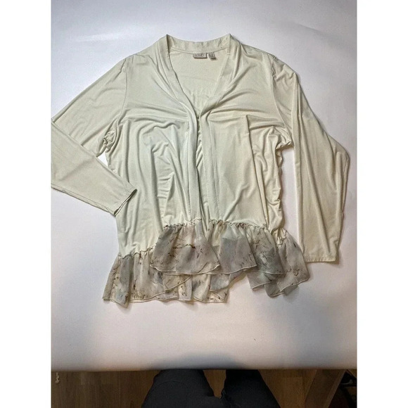 LOGO by Lori Goldstein Rayon 230 Cardigan with Printed Trim Women’s 2X - Picture 1 of 9